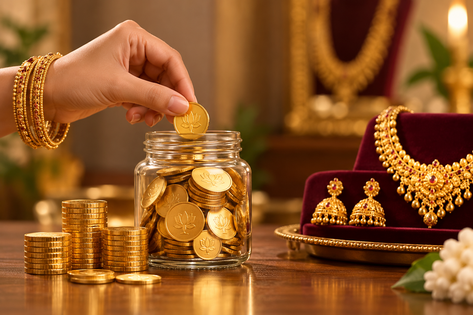 Elegant gold jewellery at Kowshiga Jewellery